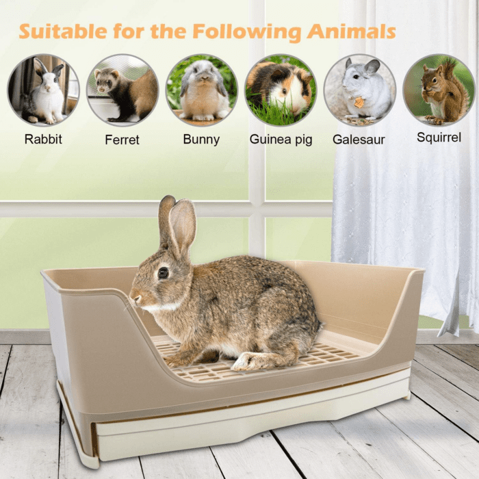 Large Rabbit Litter Box Toilet,Potty Trainer Corner Bedding with Drawer Larger Pet Pan for Adult Guinea Pigs, Rabbits, Hamster, Chinchilla, Ferret, Galesaur, Small Animals(White) - Image 6