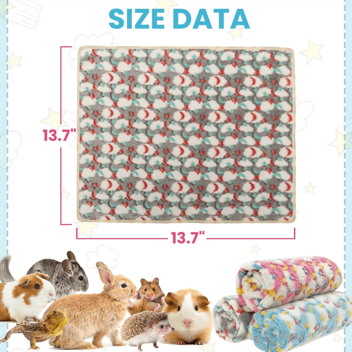 Guinea Pig Bedding Mat - 3 Pack Waterproof Washable Rat Cage Liner Bedding Accessories Soft Fleece Blankets for Rat, Rabbit, Chinchilla, Hedgehog, Ferret, Hamster, Small Animals - Image 2