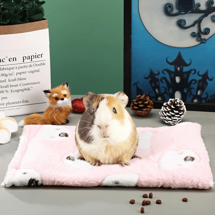 2 Pieces Guinea Pig Bed Rabbit Bed Small Animal Hamster Warm Mats Winter Warm for Bunny Hamster Squirrel Hedgehog Chinchilla Small Animal Accessories(Green, Pink,Bear Pattern) - Image 5