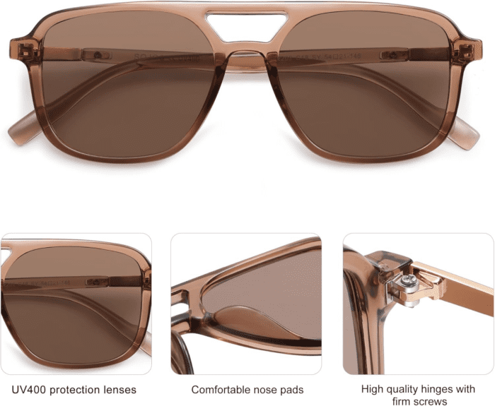 Retro Aviator Sunglasses for Women Men,Trendy Rectangle Womens Mens Shades Sun Glasses SJ2202 - Image 5