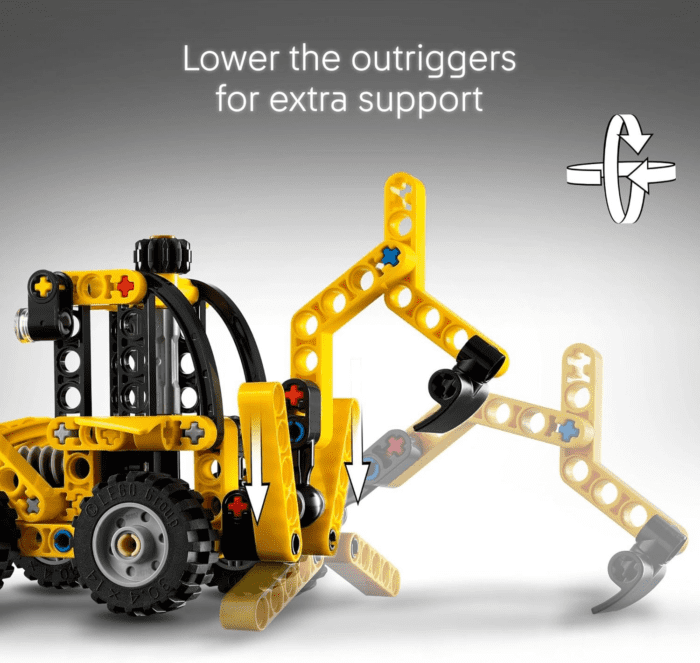 Technic Backhoe Loader Construction Toy - Building Toy Set for Boys and Girls, Ages 7+ - Educational Gift Idea for Kids Birthday with Usable Back Digger, Scoop, & Outriggers - 42197 - Image 4