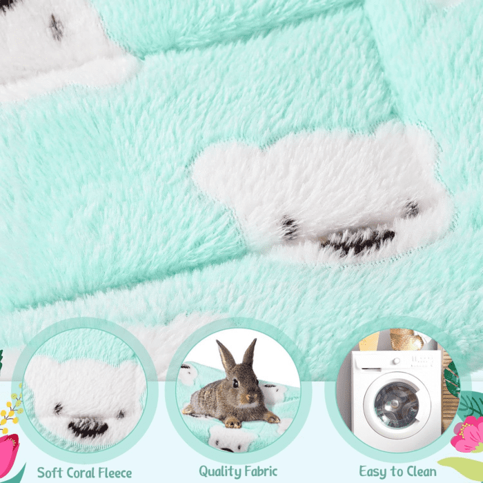 2 Pieces Guinea Pig Bed Rabbit Bed Small Animal Hamster Warm Mats Winter Warm for Bunny Hamster Squirrel Hedgehog Chinchilla Small Animal Accessories(Green, Pink,Bear Pattern) - Image 3