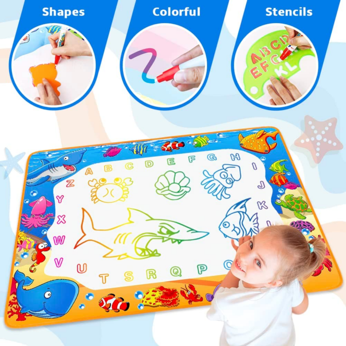 Water Doodle Mat - Kids Painting Writing Color Doodle Drawing Mat Toy Bring Magic Pens Educational Toys for Age 2 3 4 5 6 7 Year Old Girls Boys Age Toddler Gift - Image 6