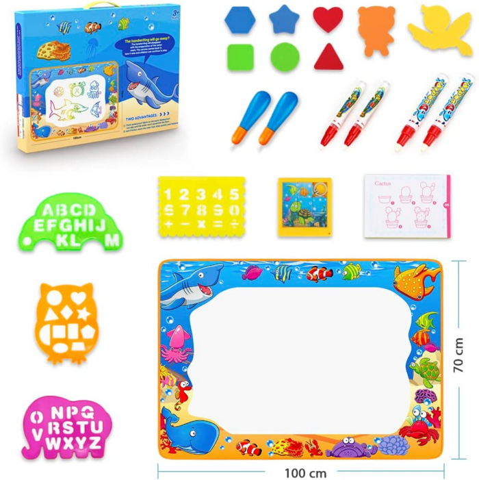 Water Doodle Mat - Kids Painting Writing Color Doodle Drawing Mat Toy Bring Magic Pens Educational Toys for Age 2 3 4 5 6 7 Year Old Girls Boys Age Toddler Gift - Image 5