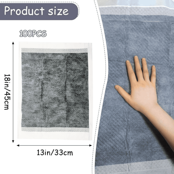 Rabbit Pee Pads 18" X 24" 100 Pcs Guinea Pig Super Absorbent Cage Liners Bunny Disposable Black Carbon Diapers Small Animal Training Accessories with Quick-Dry Surface - Image 2