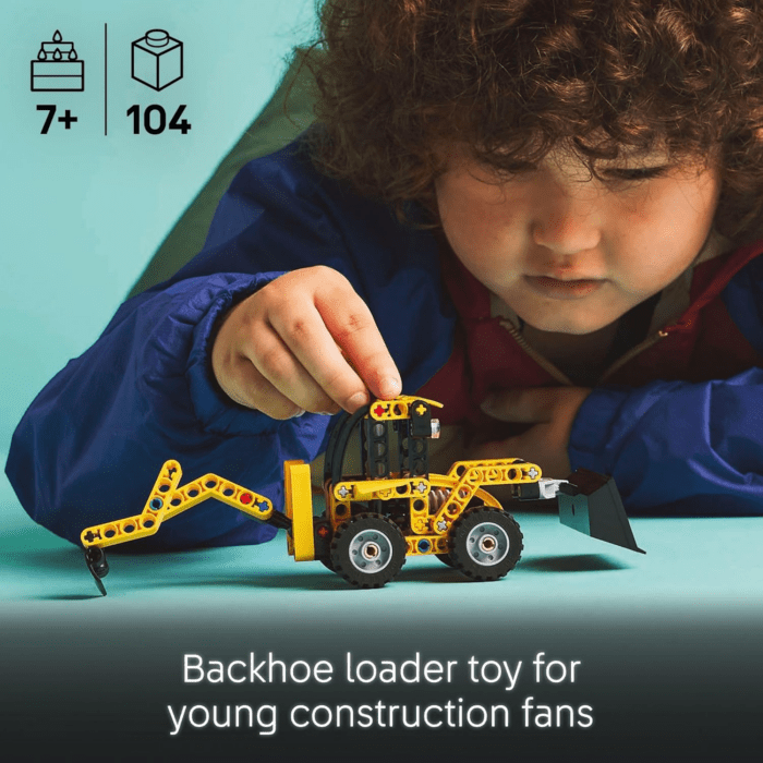 Technic Backhoe Loader Construction Toy - Building Toy Set for Boys and Girls, Ages 7+ - Educational Gift Idea for Kids Birthday with Usable Back Digger, Scoop, & Outriggers - 42197 - Image 2