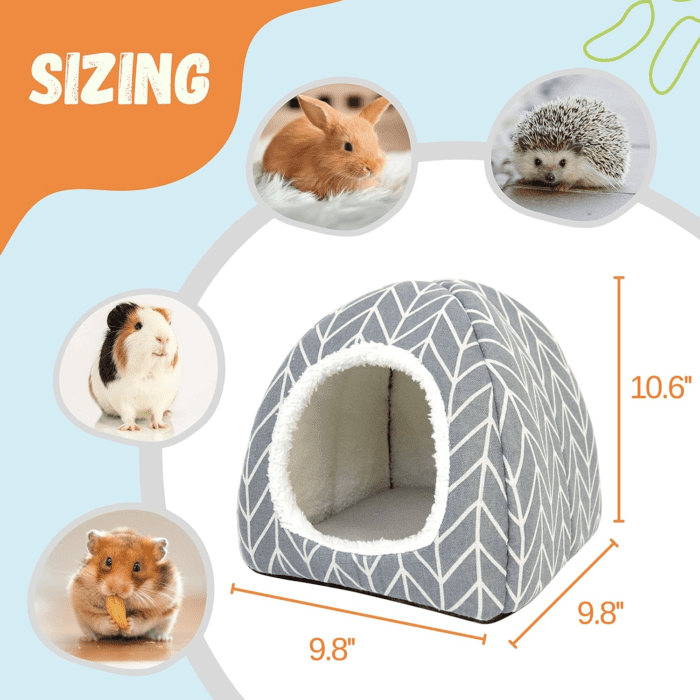 Guinea Pig Hideout Bed Rabbit House Cave Accessories Cozy Hide-Out for Bunny Hedgehog Ferret Chinchilla&Other Small Animals (Grey) - Image 2