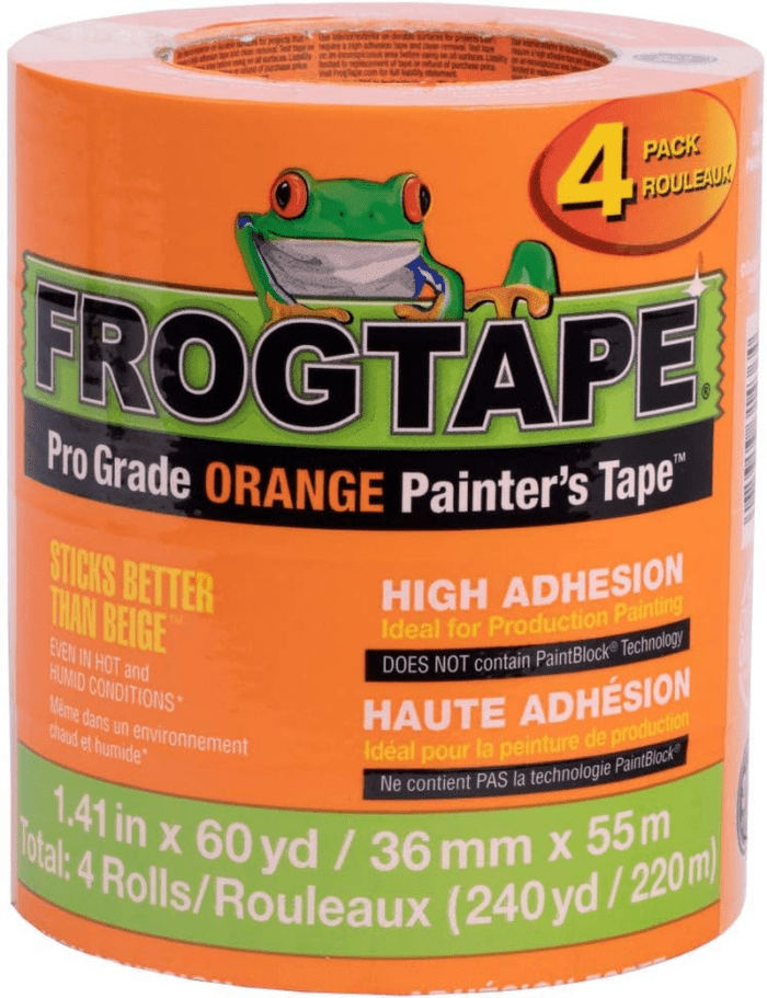 Pro Grade Orange Painter’S Tape for Interior and Exterior Applications, 1.41" X 60 Yard Roll, 4-Pack