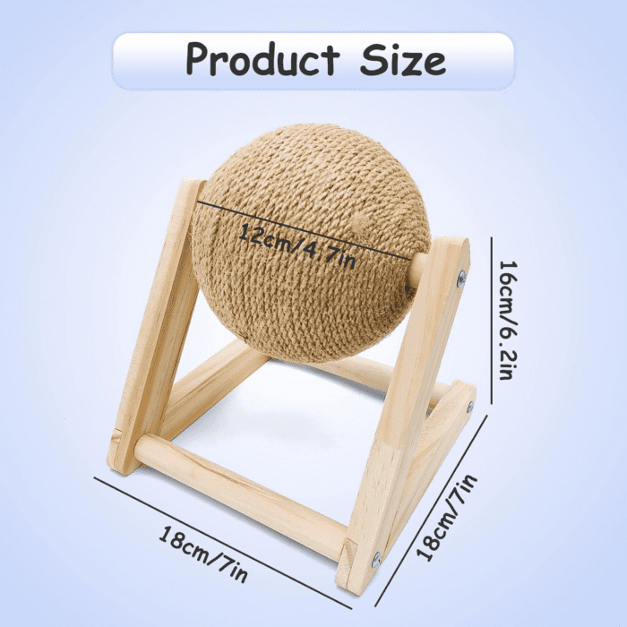 Rabbit Scratch Toy Wooden Sisal Rabbit Scratching Ball Bunny Scratcher with Ball for Rabbits Bunnies Ferrets Kittens Small Animals (Small) - Image 6