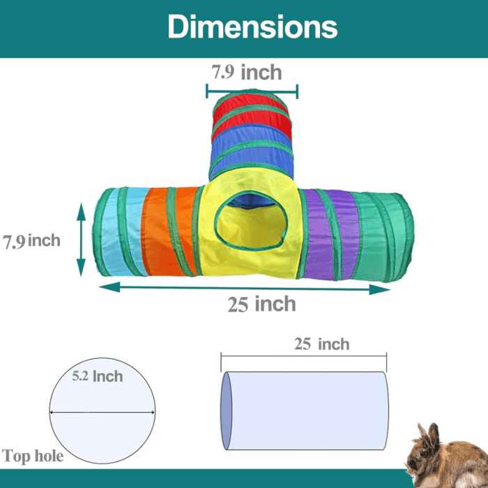 Rabbit Toys, Bunny Tunnels and Tubes with Chew Toys for Grinding Teeth Apple Sticks Bamboo Carrot Loofah and Grass Ball for Rabbit Guinea Pig Chinchilla Ferret Rat - Image 6