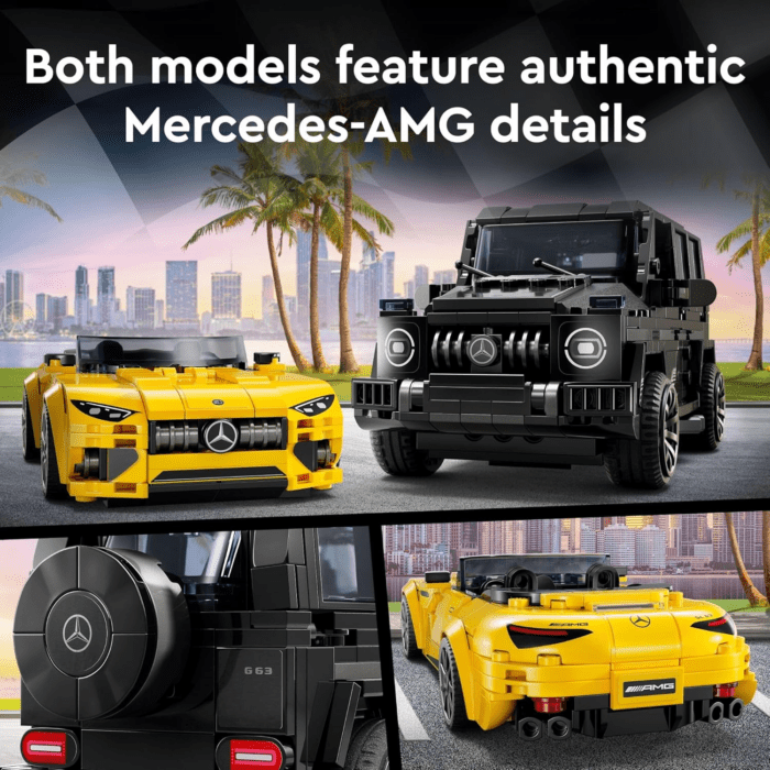 Speed Champions Mercedes-Amg G 63 & Mercedes-Amg SL 63 F1 Toy Car, Formula 1 Vehicle Set for Kids, 2 Building Sets with 2 Driver Minifigures, Convertible Toy Car Gift for Boys and Girls, 76924 - Image 3