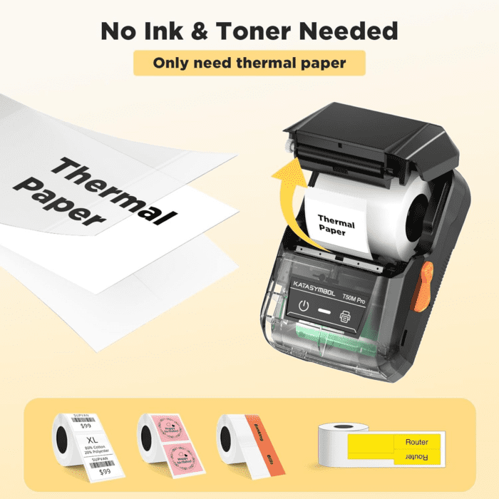 T50M Pro Bluetooth Label Maker Machine with Tape, Wide Waterproof Label, Versatile App with 40 Fonts and 450+ Icons, Inkless Labeler for Home, Kitchen, School, Office Organization, Black - Image 6