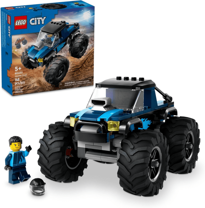 City Blue Monster Truck Off-Road Toy Playset with a Driver Minifigure, Imaginative Toys for Kids, Fun Gift for Boys and Girls Aged 5 Plus, Mini Monster Truck, 60402