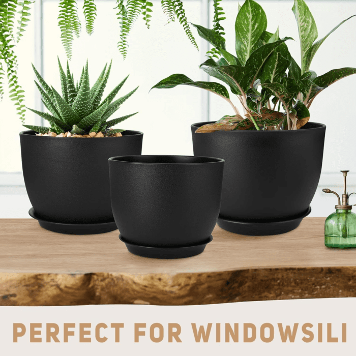 Plant Pots 12/10/9 Inch Set of 3, Flower Pots with Multi Mesh Drainage Holes, Large Planters for Indoor Outdoor Garden Plants and Flowers. (Black) - Image 5