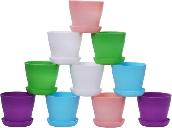 10 Pcs Plastic Planters Indoor Pots, Mini Flower Seedlings Nursery Flower Pot with Pallet, Modern Decorative Gardening Containers - Image 5