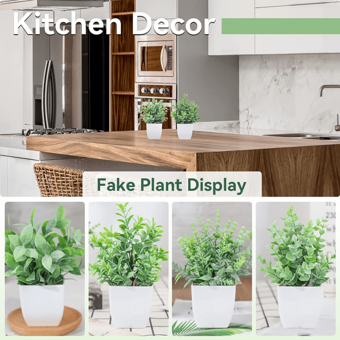 4 Pack Fake Plants Mini Artificial Greenery Potted Plants for Home Decor Indoor Office Table Room Farmhouse - Image 3