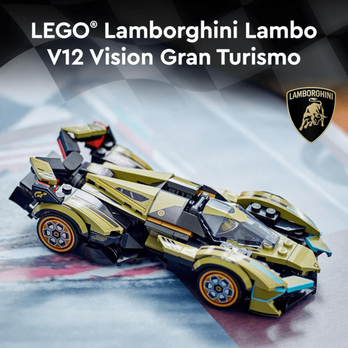 Speed Champions Lamborghini Lambo V12 Vision GT Super Car, Formula 1 Vehicle Toy, Driving Playset, Buildable Model Set for Kids, Lamborghini Car, Gift for Kids and Gaming Fans, F1 Toy Car, 76923 - Image 2