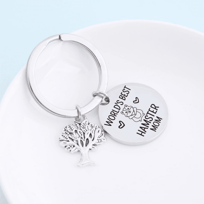 World'S Best Hamster Mom Gift Hamster Jewelry Animal Keychain Hamster Keychain Pet Lover Keychain - Image 2