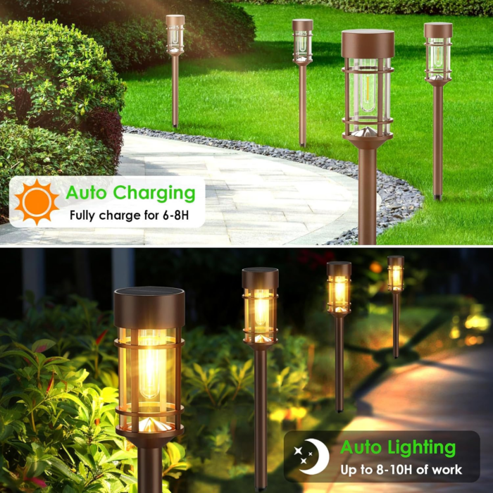 8 Pack Solar Outdoor Lights, Bright up to 10 Hrs Solar Lights for Outside, IP65 Waterproof Solar Garden Lights for Patio, Lawn, Yard and Landscape - Image 6