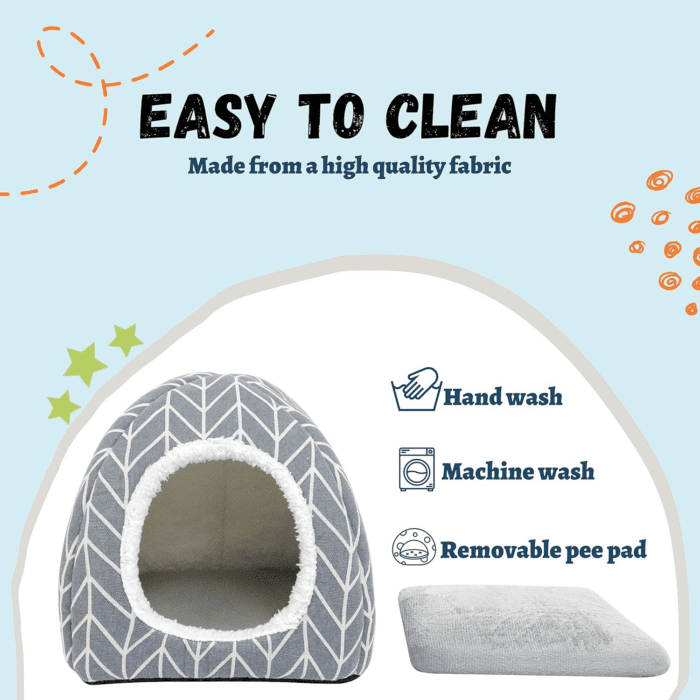 Guinea Pig Hideout Bed Rabbit House Cave Accessories Cozy Hide-Out for Bunny Hedgehog Ferret Chinchilla&Other Small Animals (Grey) - Image 4