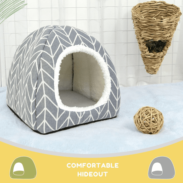 Guinea Pig Hideout Bed Rabbit House Cave Accessories Cozy Hide-Out for Bunny Hedgehog Ferret Chinchilla&Other Small Animals (Grey) - Image 5