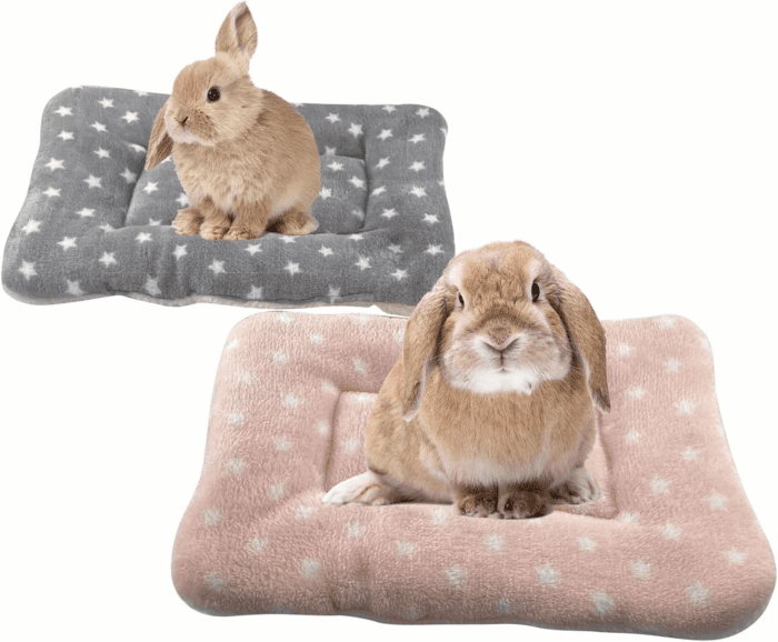 Small Animal Plush Bed, Bunny Bed, for Bunny, Squirrel, Hedgehog, Pink and Gray 2Pcs.