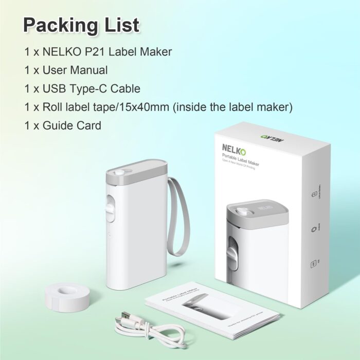 Label Maker Machine with Tape, P21 Bluetooth Label Printer, Wireless Mini Label Makers with Multiple Templates for Organizing Office Home, White, 1 Pack - Image 9