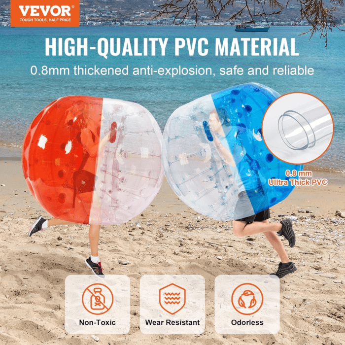 Inflatable Bumper Balls 2-Pack, 5FT/1.5M Body Sumo Zorb Balls for Teen & Adult, 0.8Mm Thick PVC Human Hamster Bubble Balls for Outdoor Team Gaming Play, Bumper Bopper Toys for Garden, Yard, Park - Image 2