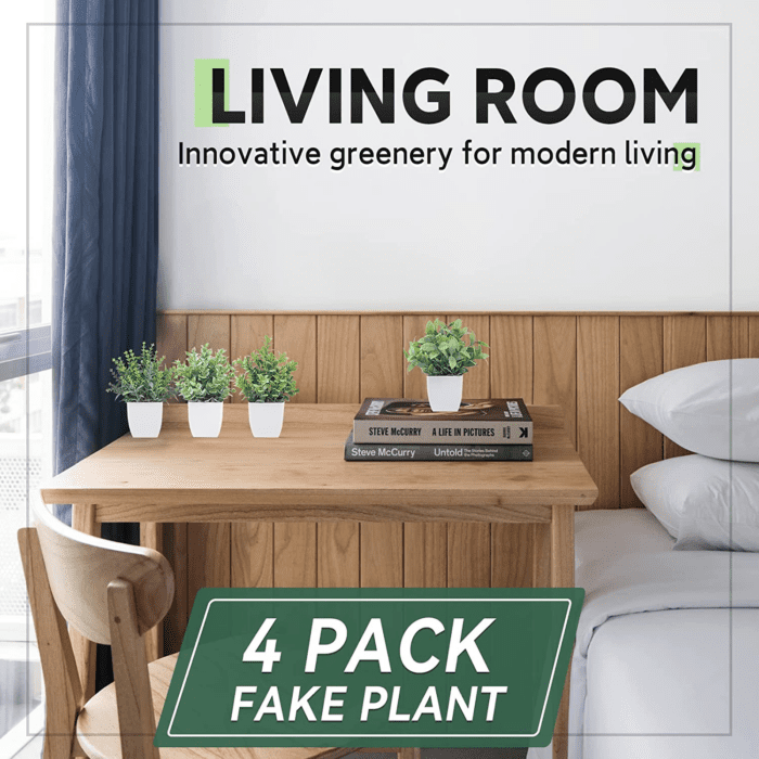 4 Pack Fake Plants Mini Artificial Greenery Potted Plants for Home Decor Indoor Office Table Room Farmhouse - Image 4