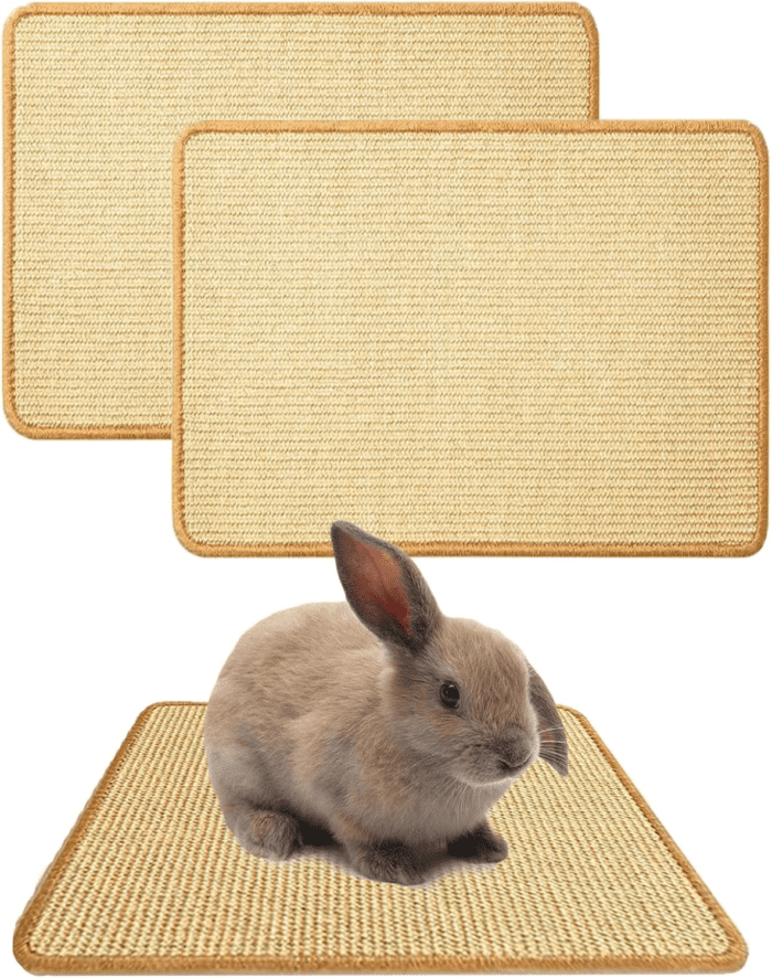 2PCS Rabbit Scratch Mat Natural Bunny Scratching Pad Claws and Teeth Care Rabbit Mats for Cages Rabbit Chew Toys for Bunny Pet Cage Bedding for Biting Sleeping Nesting, 16X12