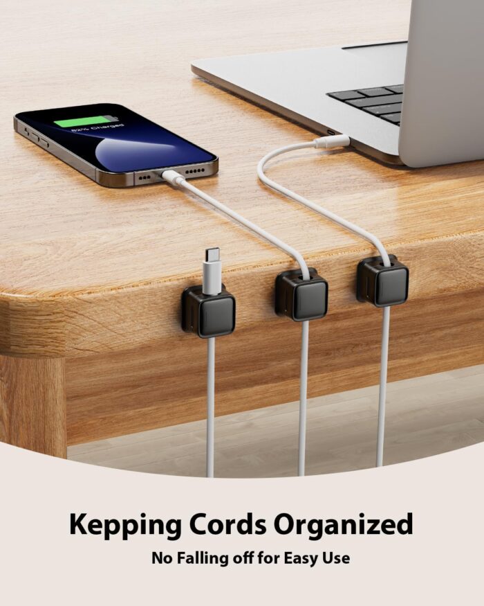 8 Pack Cord Organizer Holder, Strong Adhesive Desk Cable Management Magnetic Easy Open,Organize Phone Charging Cords Wire Holder Organizer Neatly for Home,Office,Car,Desk,Nightstand - Image 3