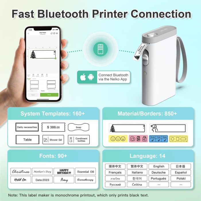 Label Maker Machine with Tape, P21 Bluetooth Label Printer, Wireless Mini Label Makers with Multiple Templates for Organizing Office Home, White, 1 Pack - Image 3