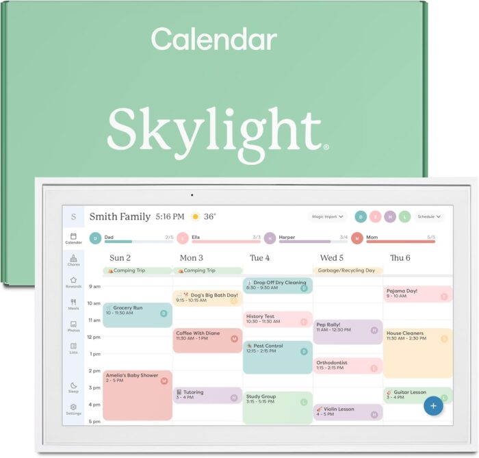 Calendar: 15 Inch Digital Calendar & Chore Chart, Smart Touchscreen Interactive Display for Family Schedules - Wall Mount Included