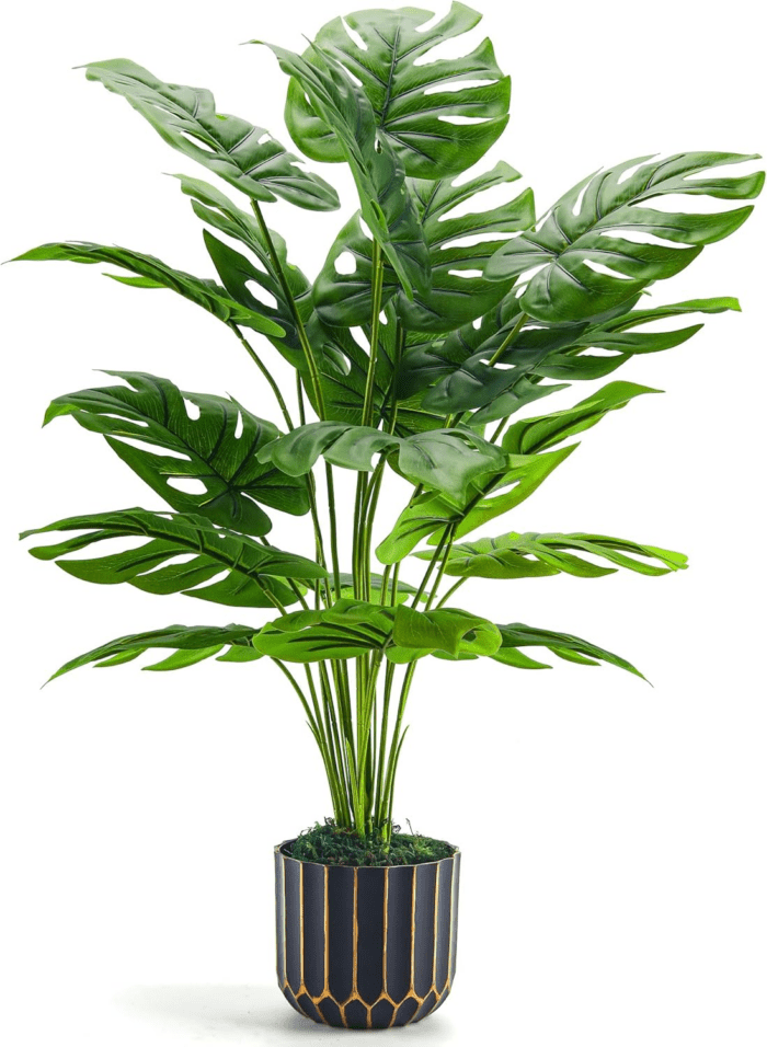 Fake Plants Tall 28'' Artificial Monstera Faux Plants Indoor for Living Room Home House Decor