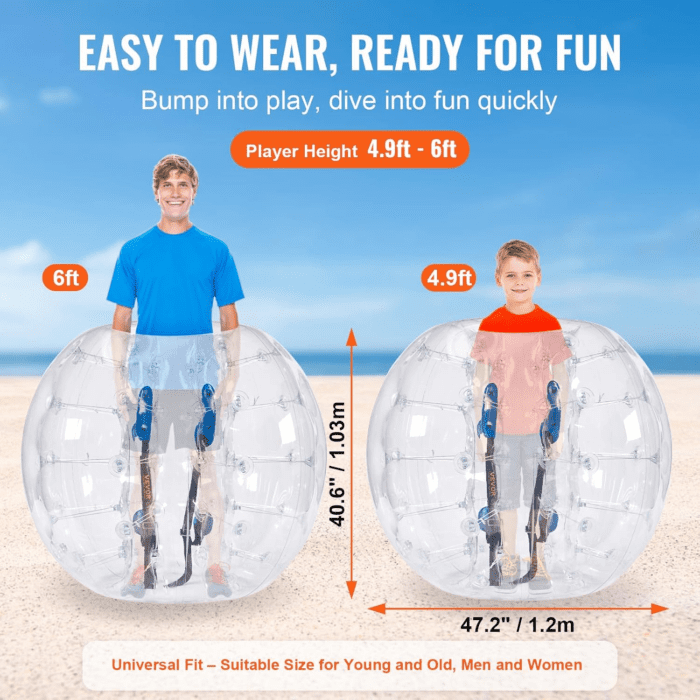 Inflatable Bumper Balls 2-Pack, 4FT/1.2M Body Sumo Zorb Balls for Teen, 0.8Mm Thick PVC Human Hamster Bubble Balls for Outdoor Team Gaming Play, Bumper Bopper Toys for Garden, Yard, Park - Image 3