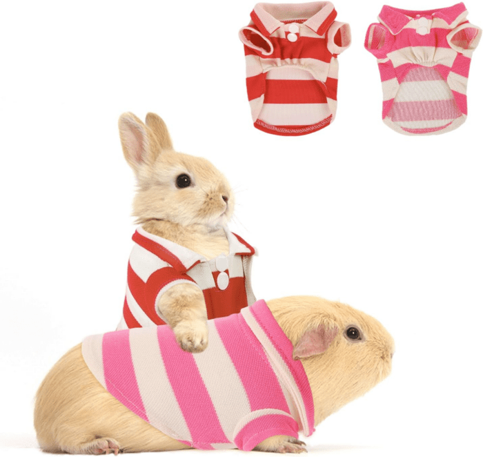 2 Pack Guinea Pig Clothes Rabbit Summer T-Shirt Pet Costume Vest for Small Animal Kitten Ferret Chihuahua Puppy