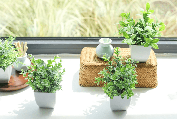 4 Pack Fake Plants Mini Artificial Greenery Potted Plants for Home Decor Indoor Office Table Room Farmhouse - Image 6