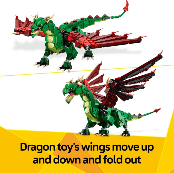 Creator 3 in 1 Medieval Dragon Toy - Building Toy with 3 Build Options, Dragon, Sea Serpent, or Phoenix - Fantasy Set for Kids, Boys and Girls, Ages 9+ - Gift Idea for Birthdays - 31161 - Image 5