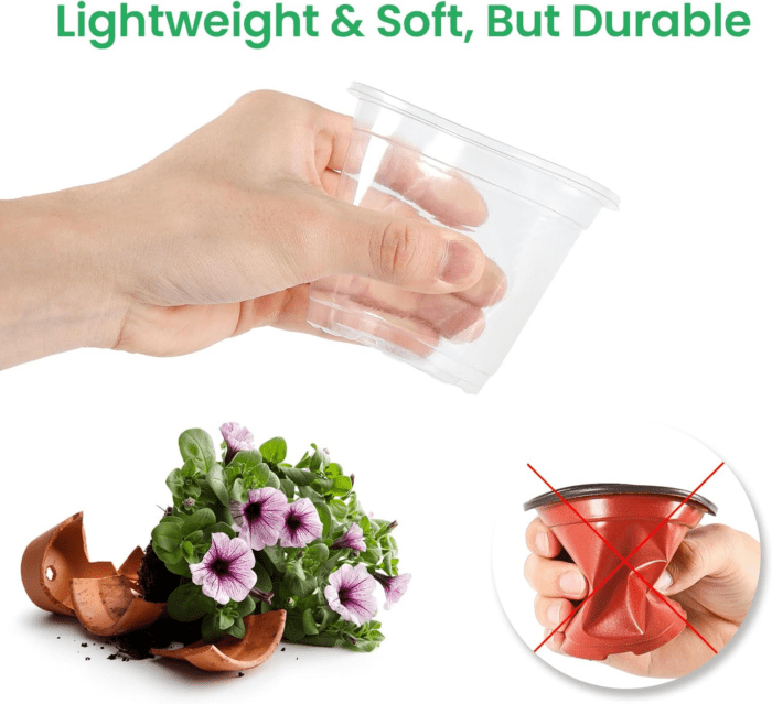 36 Packs 5/4/3.5 Inch Reinforced Clear Nursery Pots with Drainage Hole, Transparent Variety Pack Plastic Plant Pot Seedling Planter Seed Starter Flower - Image 4