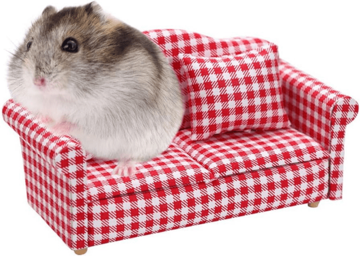 Hamster Mini Cotton Sofa Chair, Small Animal Blue Red Bed Cozy with Pillow, Cage Decor Photo Toys, Relax Habitat House Accessories, Sleep Pad Rest Nest for Hamster, Mice, Rat.