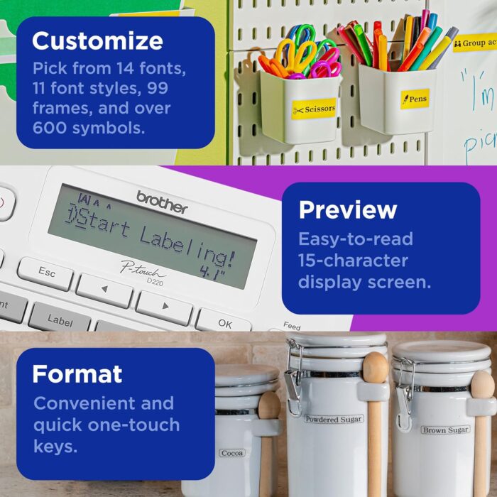 P-Touch PTD220 Home/Office Everyday Label Maker | Prints Tze Label Tapes up to ~1/2 Inch White - Image 6