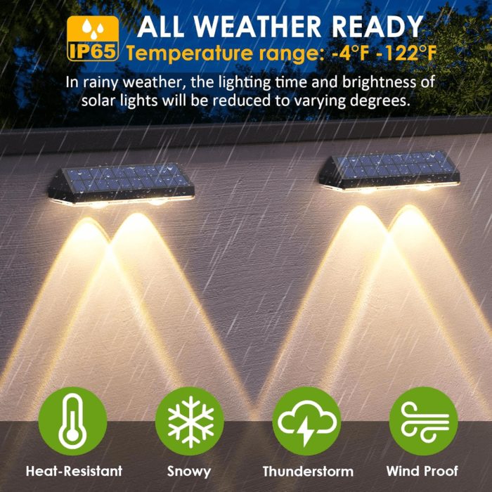 Solar Fence Lights Outdoor - 2700/4000/6000K 3 Mode, IP65 Waterproof Fence Solar Lights Outdoor, Solar Deck Lights for Outside, Backyard/Railing/Step/Patio/Deck Fence/Stair Railings and Wall (8 Pack) - Image 3