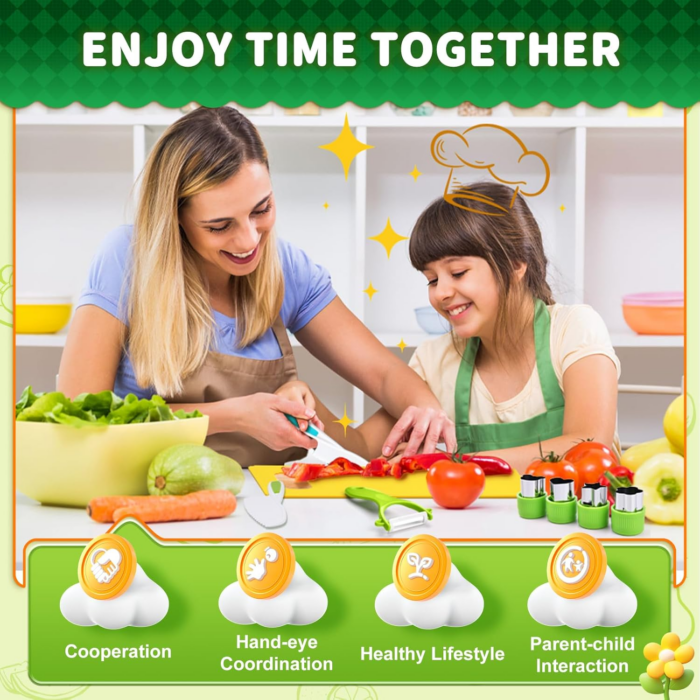 13 Pieces Montessori Kitchen Toys for Toddlers-Kids Cooking Sets Real-Toddler Toys Set for Real Cooking with Plastic Children Safe Knives Crinkle Cutter Kids Cutting Board - Image 7