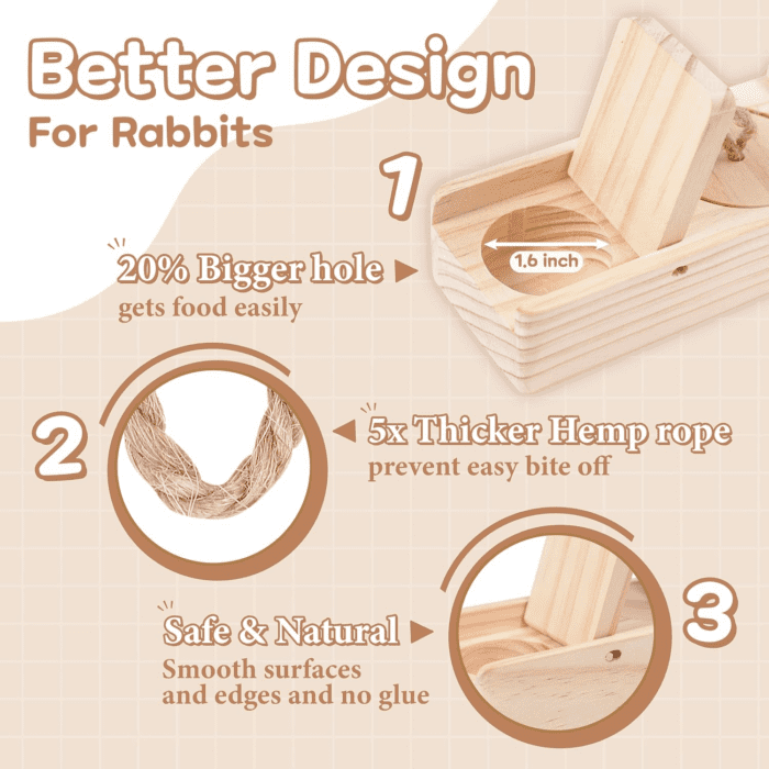 ® Interactive Wooden Pet Rabbit Toys - Sniff N' Snack Rabbit Chew Toys for Rabbit Treats, Suited as Guinea Pig Toys, Rabbit Toys for Boredom, Bunny Toys for Rabbits Keep Busy (2 Sets) - Image 6