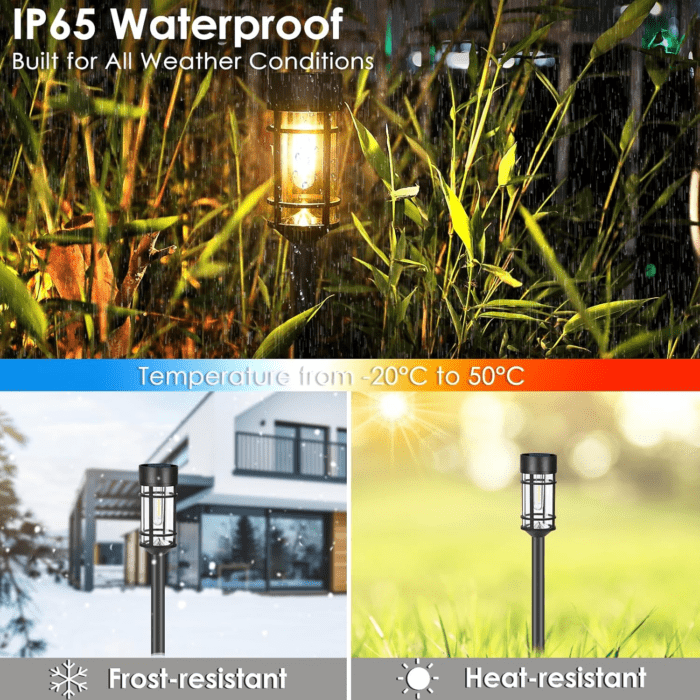 Solar Pathway Lights, 8 Pack LED Solar Lights Outdoor Waterproof, Glass Solar Garden Lights Landscape Lighting for Yard Lawn Walkway Driveway, 3000K - Image 6