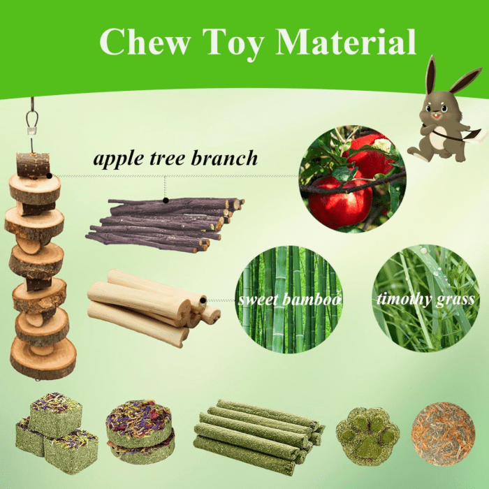 Rabbit Toys, Guinea Pig Toys 25 Pcs Natural Timothy Hay Bunny Chews and Treats for Hamster Chinchilla Gerbil - Image 4