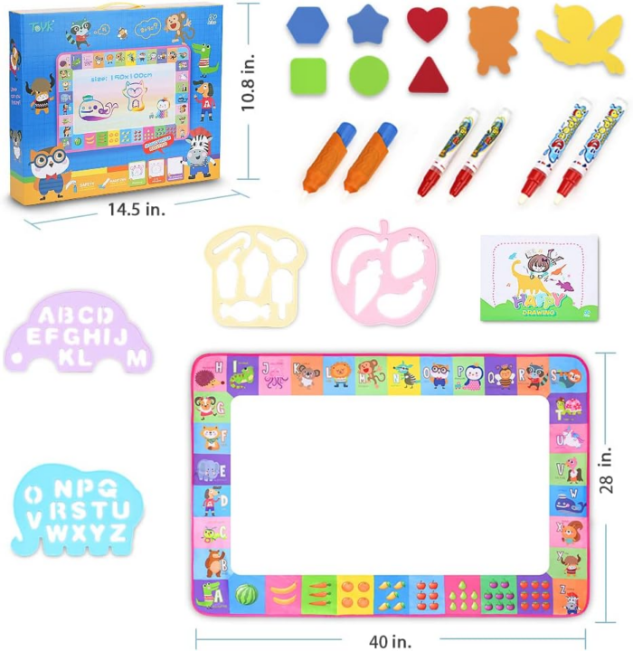 Water Doodle Mat - Kids Painting Writing Doodle Toy Board - Color Doodle Drawing Mat Bring Magic Pens Educational Toys for Age 3 4 5 6 7 8 9 10 11 12 Year Old Girls Boys Age Toddler Gift (Pink) - Image 5