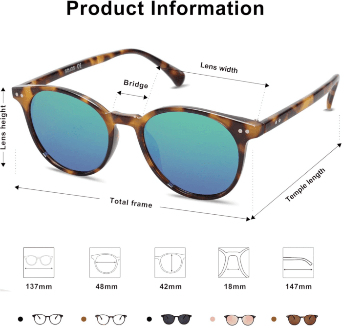 Small round Classic Polarized Sunglasses for Women Men Vintage Style UV400 Lens SJ2113 - Image 5