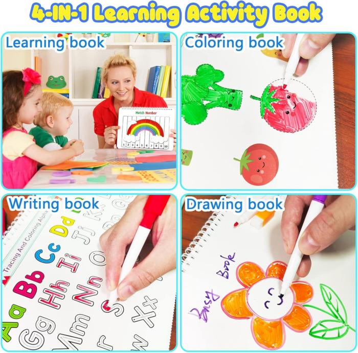 Montessori Preschool Learning Activities Busy Book - Workbook Activity Binder / Toys for Toddlers, Autism Learning Materials and Tracing Coloring Book - Image 4