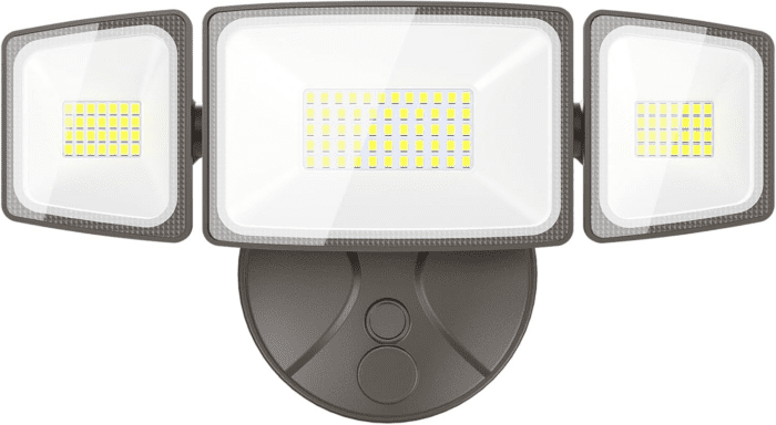 60W Flood Lights Outdoor, 6000LM Brightness Security Lights Switch Controlled, 3 Adjustable Heads, IP65 Waterproof, 6500K Wall Mount Exterior LED Flood Light